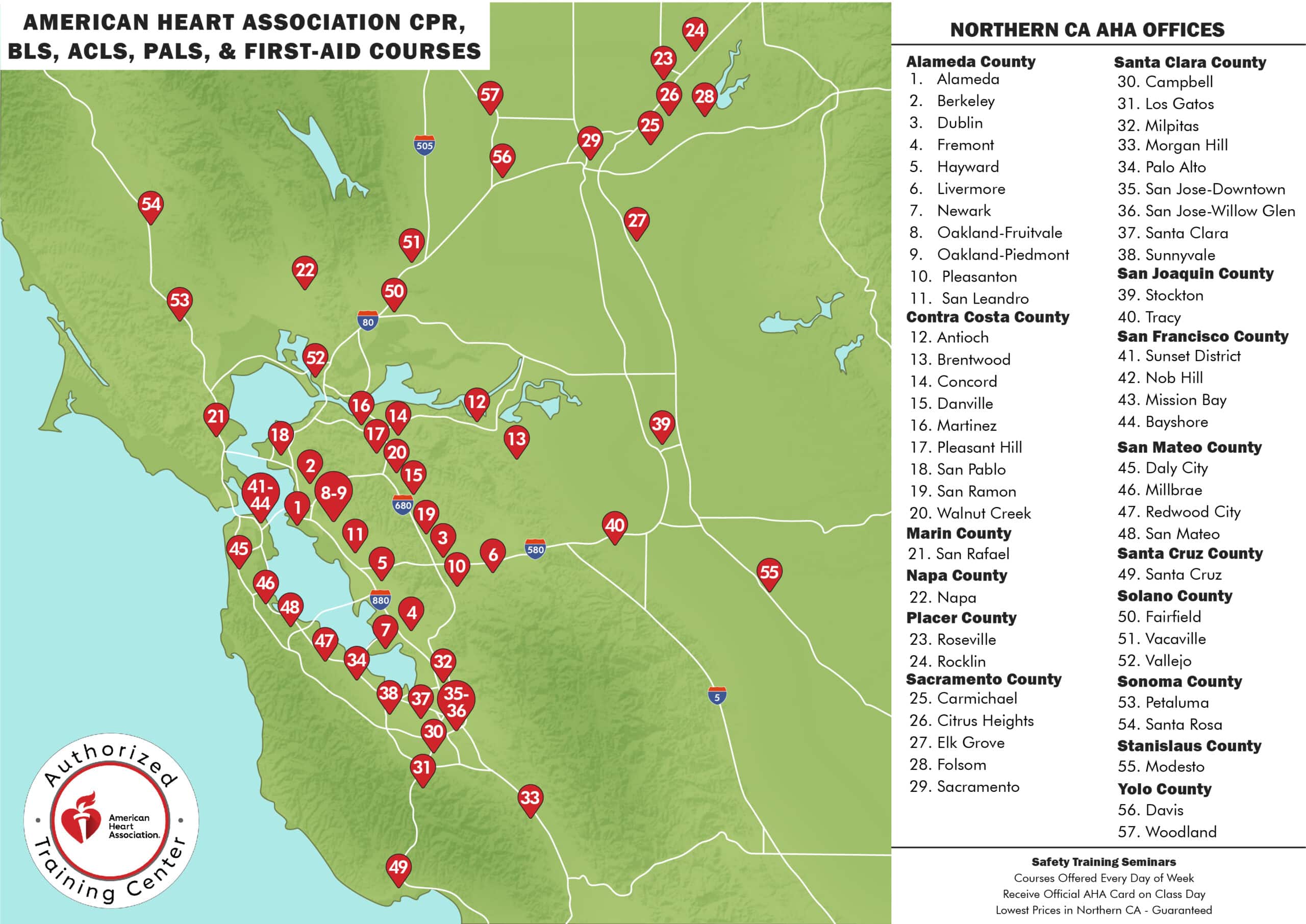 Map AHA CPR Offices in Oakland